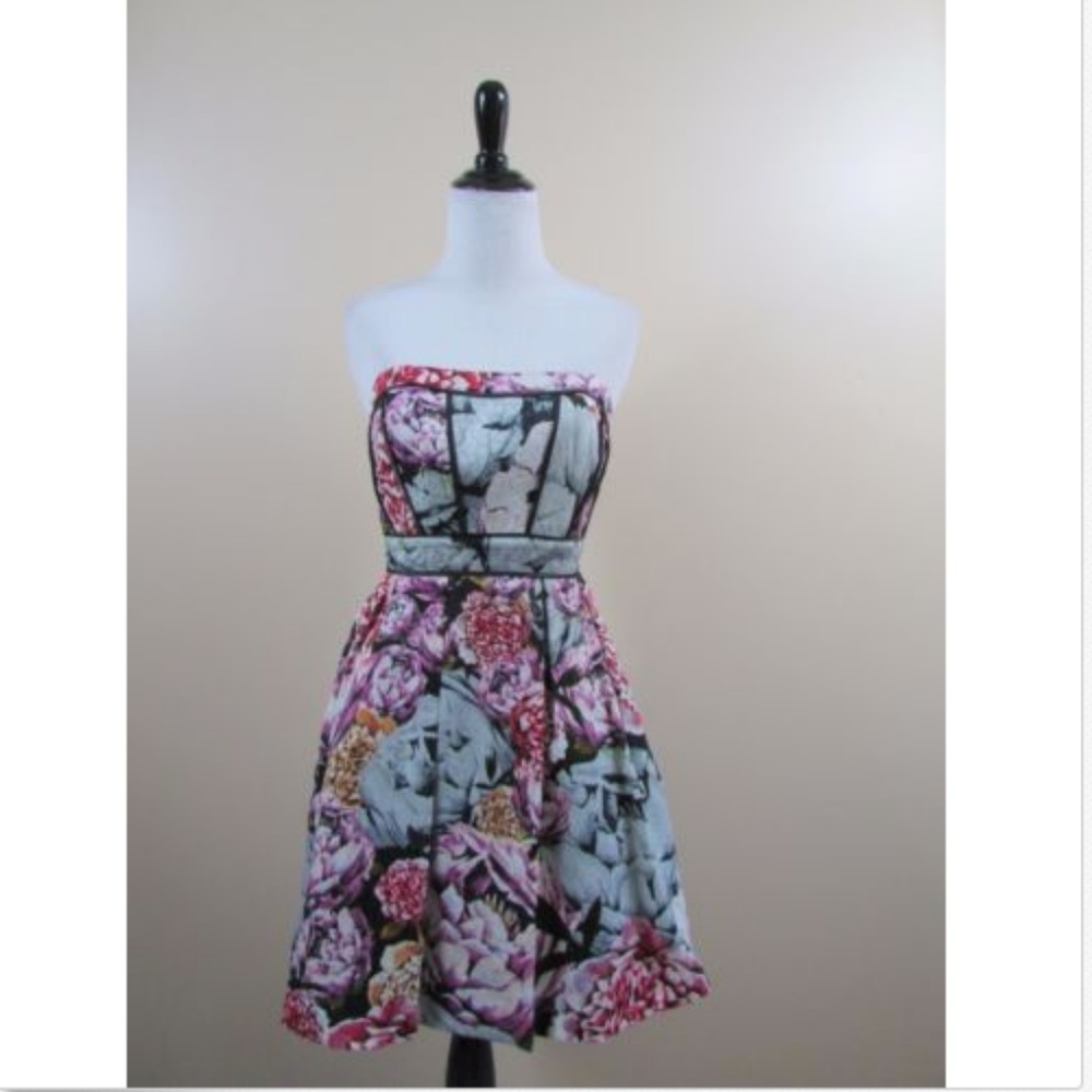 Jessica Simpson Floral Strapless Dress Jacquard